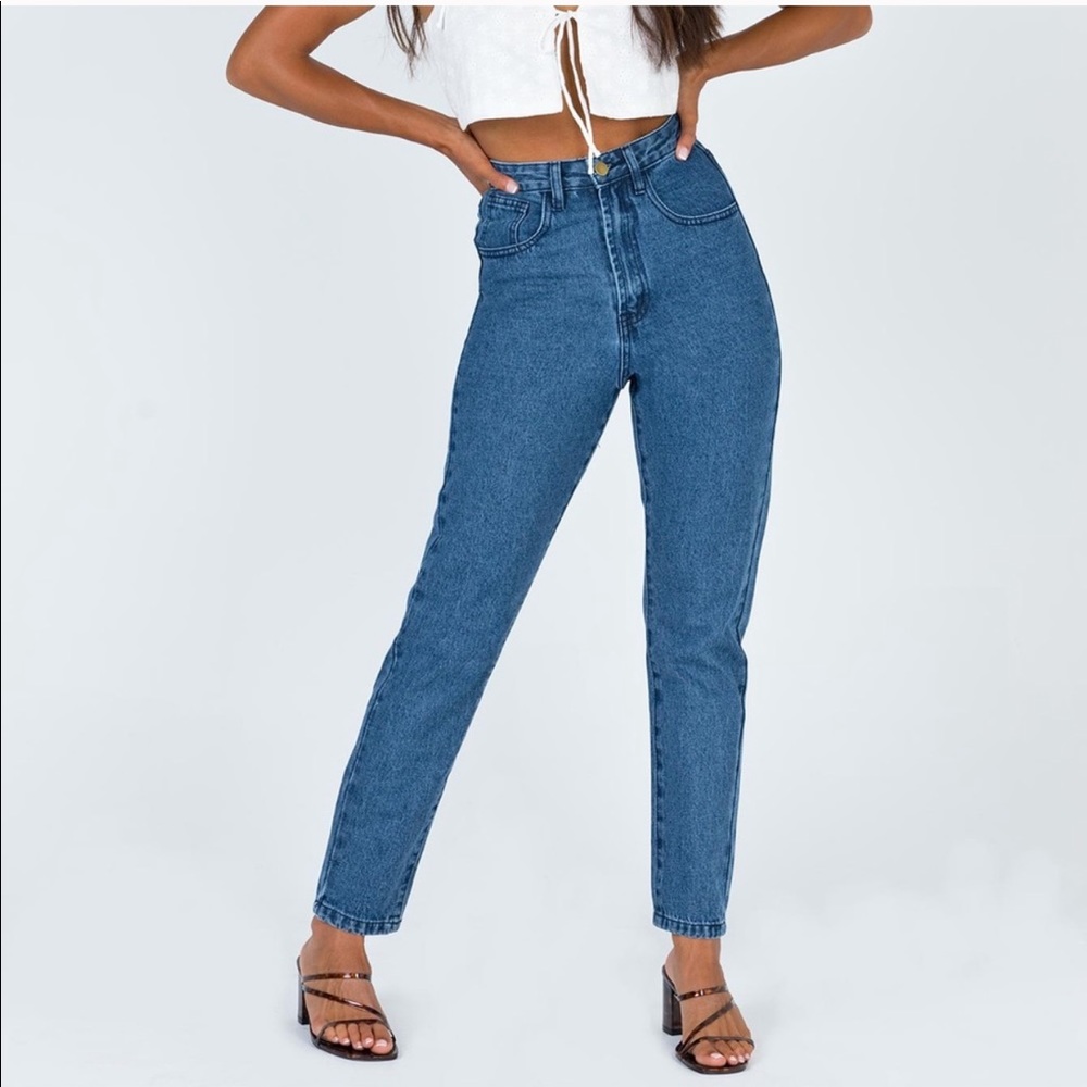Princess Polly Grace Mom Jean Dark Denim